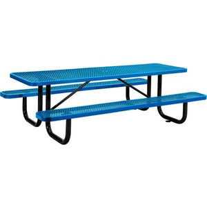 Global Industrial Thermoplastic Coated Metal Rectangular Picnic Table, 96" x 30", Expanded Metal