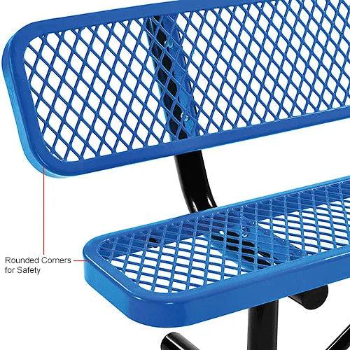 Global Industrial Thermoplastic Coated Metal Bench with Backrest, 6', Expanded Metal