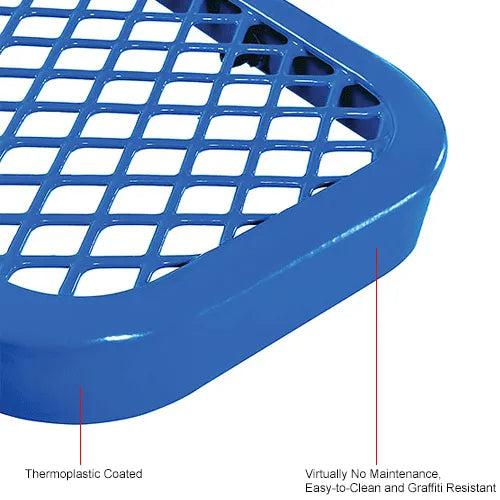 Global Industrial Thermoplastic Coated Metal Bench with Backrest, 8', Expanded Metal