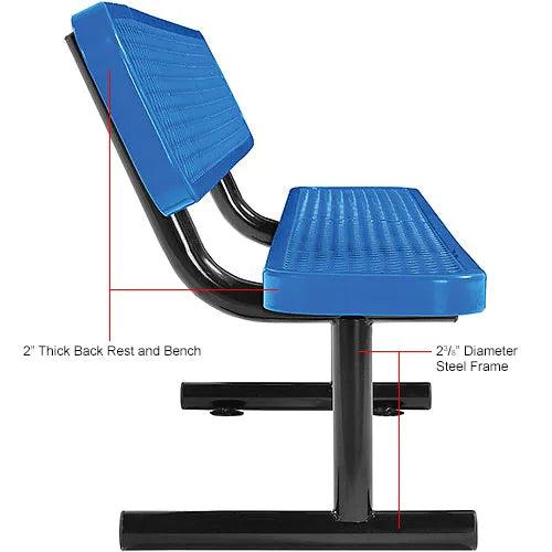 Global Industrial Thermoplastic Coated Metal Bench with Backrest, 8', Expanded Metal