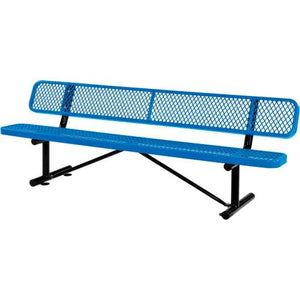 Global Industrial Thermoplastic Coated Metal Bench with Backrest, 96", Expanded Metal