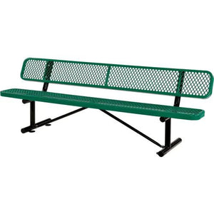 Global Industrial Thermoplastic Coated Metal Bench with Backrest, 96", Expanded Metal