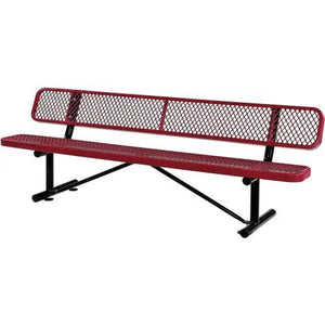 Global Industrial Thermoplastic Coated Metal Bench with Backrest, 96", Expanded Metal