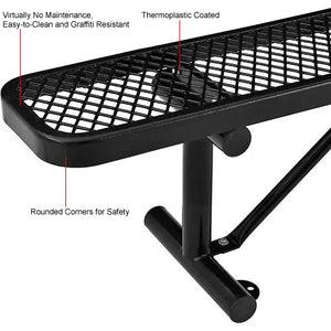 Global Industrial Thermoplastic Coated Metal Flat Bench, 72", Expanded Metal