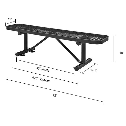 Global Industrial Thermoplastic Coated Metal Flat Bench, 6', Expanded Metal