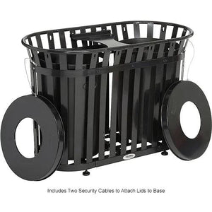 Global Industrial Outdoor Slatted Steel Receptacle, Black, 72 Gallon Capacity, 54-1/2" x 36", Flat Lid