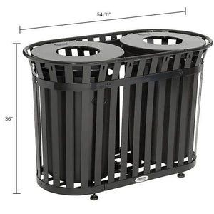 Global Industrial Outdoor Slatted Steel Receptacle, Black, 72 Gallon Capacity, 54-1/2" x 36", Flat Lid