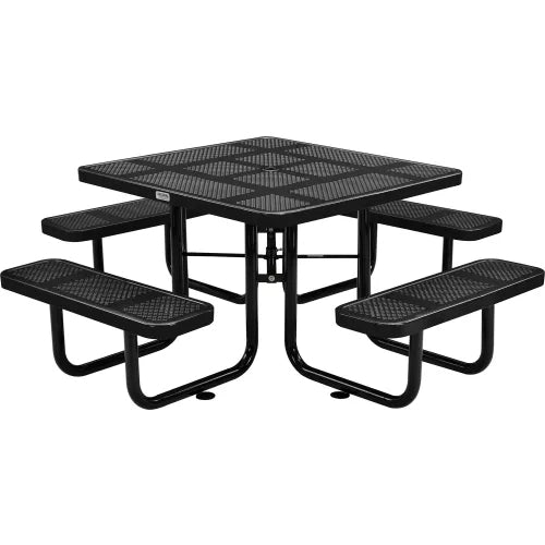 Global Industrial Thermoplastic Coated Metal 46" Square Picnic Table, Perforated Metal
