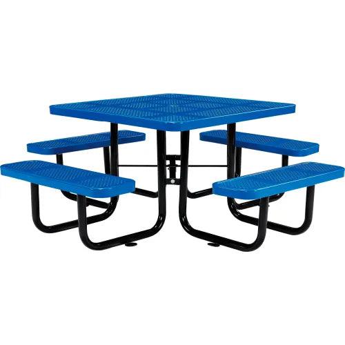 Global Industrial Thermoplastic Coated Metal 46" Square Picnic Table, Perforated Metal
