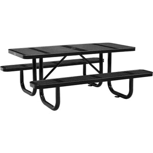 Global Industrial Thermoplastic Coated Metal Rectangular Picnic Table, 72" x 30", Perforated Metal