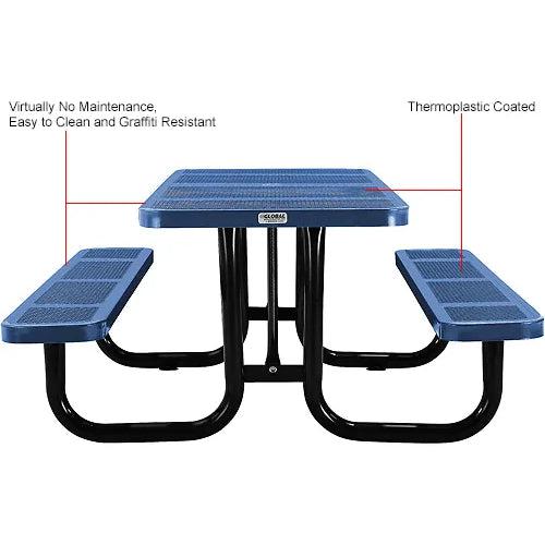 Global Industrial Thermoplastic Coated Metal Rectangular Picnic Table, 6' x 30", Perforated Metal