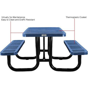 Global Industrial Thermoplastic Coated Metal Rectangular Picnic Table, 72" x 30", Perforated Metal