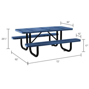 Global Industrial Thermoplastic Coated Metal Rectangular Picnic Table, 72" x 30", Perforated Metal