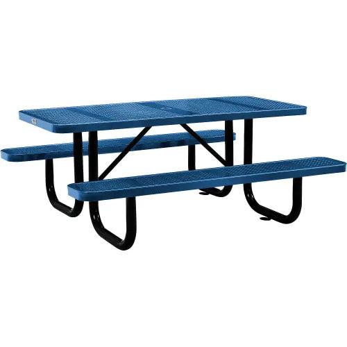 Global Industrial Thermoplastic Coated Metal Rectangular Picnic Table, 6' x 30", Perforated Metal