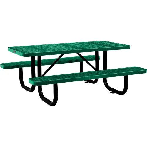 Global Industrial Thermoplastic Coated Metal Rectangular Picnic Table, 6' x 30", Perforated Metal