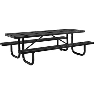 Global Industrial Thermoplastic Coated Metal Rectangular Picnic Table, 96" x 30", Perforated Metal