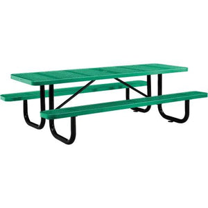 Global Industrial Thermoplastic Coated Metal Rectangular Picnic Table, 96" x 30", Perforated Metal