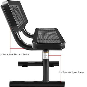 Global Industrial Thermoplastic Coated Metal Bench with Backrest, 72", Perforated Metal