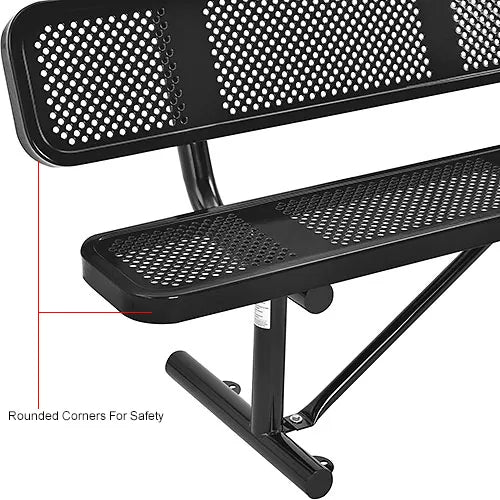 Global Industrial Thermoplastic Coated Metal Bench with Backrest, 6', Perforated Metal