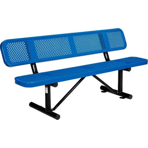 Global Industrial Thermoplastic Coated Metal Bench with Backrest, 6', Perforated Metal