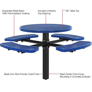 Global Industrial In-Ground Mount Picnic Table, 46" Round