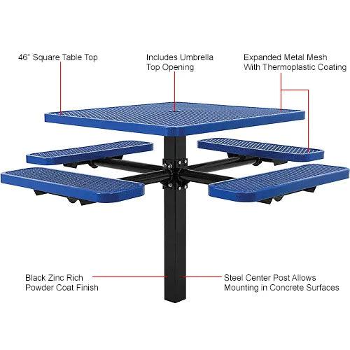 Global Industrial In-Ground Mount Picnic Table, 46" Square