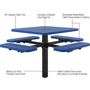 Global Industrial In-Ground Mount Picnic Table, 46" Square