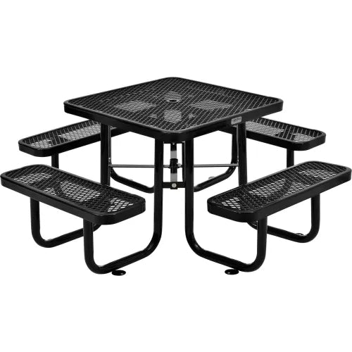 Global Industrial Thermoplastic Coated Metal 36" Square Picnic Table, Expanded Metal