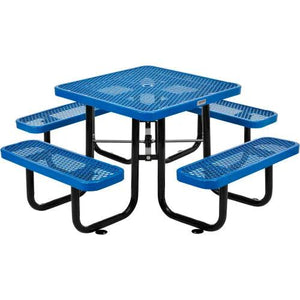 Global Industrial Thermoplastic Coated Metal Square Picnic Table, 36", Expanded Metal