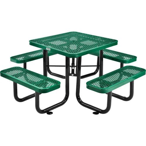 Global Industrial Thermoplastic Coated Metal 36" Square Picnic Table, Expanded Metal