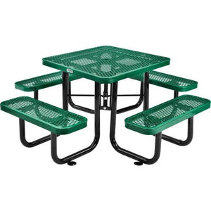 Global Industrial Thermoplastic Coated Metal Square Picnic Table, 36", Expanded Metal