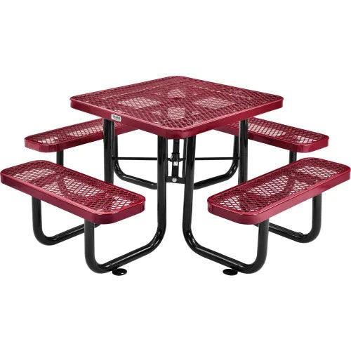 Global Industrial Thermoplastic Coated Metal 36" Square Picnic Table, Expanded Metal