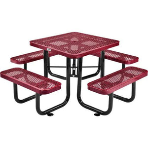 Global Industrial Thermoplastic Coated Metal Square Picnic Table, 36", Expanded Metal