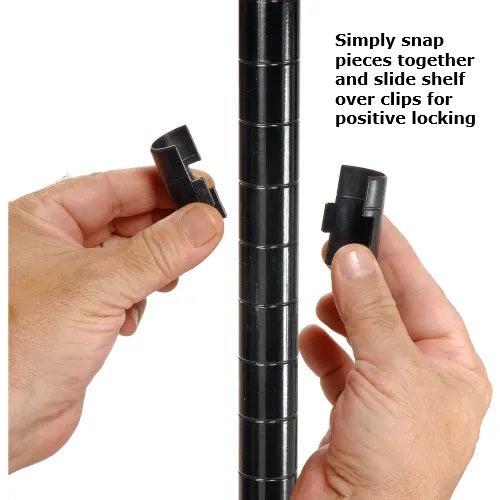 Global Industrial Nexel® 4 Shelf, Chrome Wire Shelving Unit, Starter Set, Black Epoxy, 24" W x 36" L x 63" H