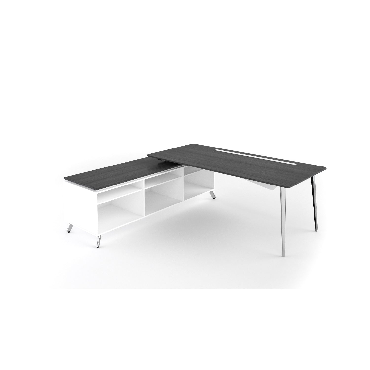 One Suite L-Shaped Executive Desk with Open Return/Credenza, FREE SHIPPING