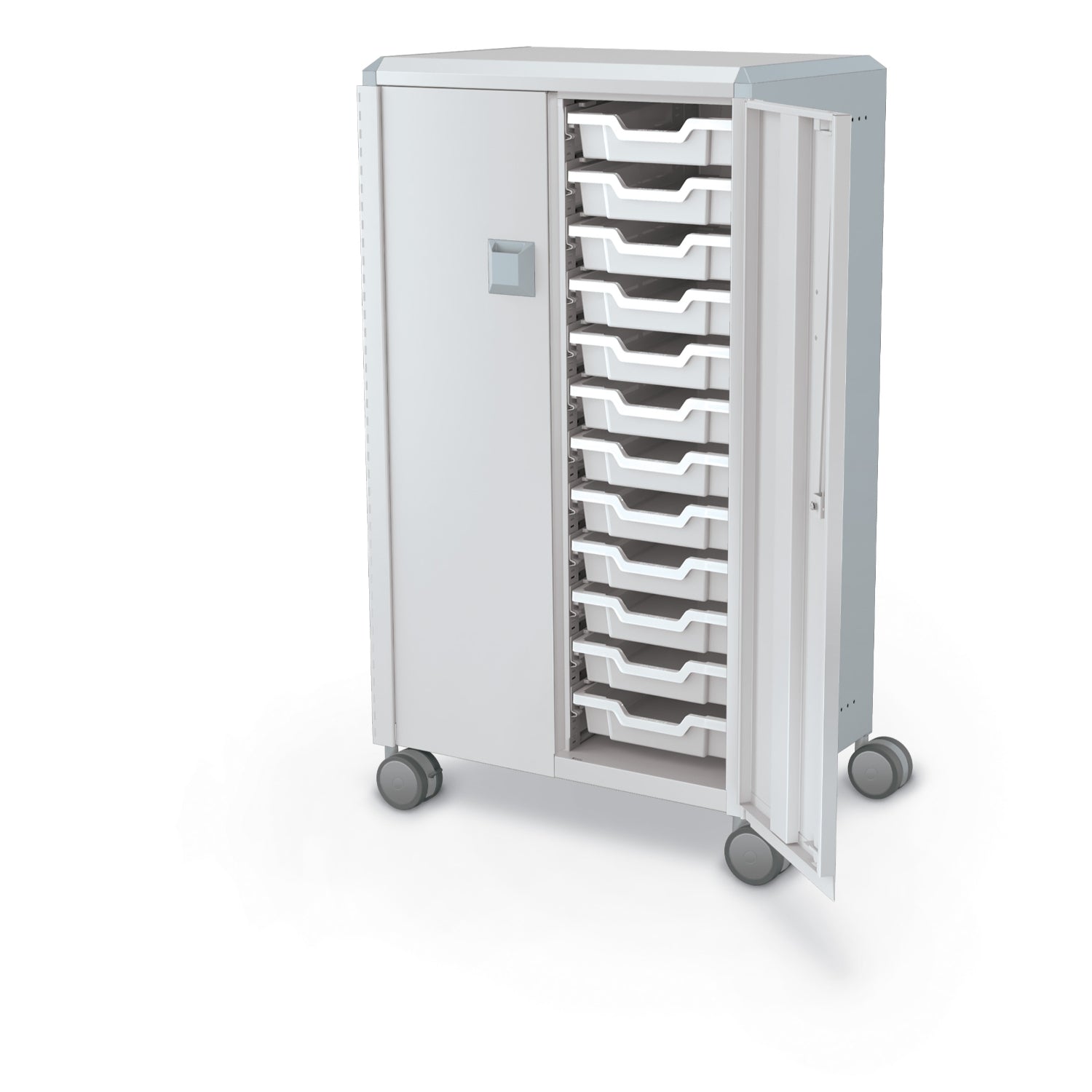Compass Midi H3 Mobile Makerspace Tray Cabinet with Doors, (24) 3" Trays