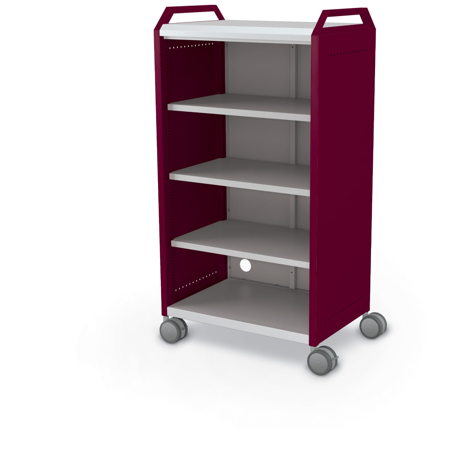 Compass Midi H3 Mobile Makerspace Open Shelf Cabinet with Handles, 3 Shelves