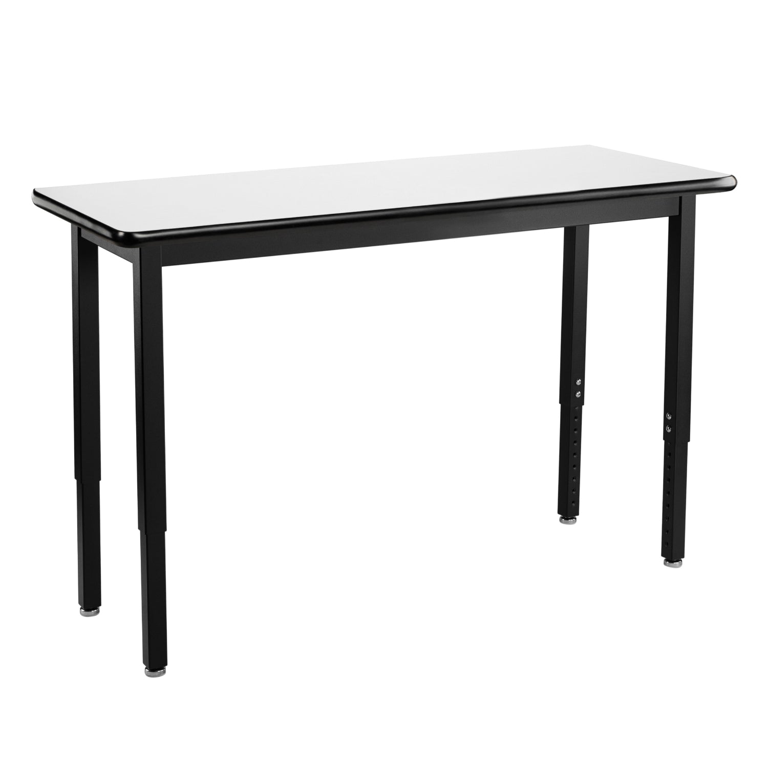 Heavy-Duty Height-Adjustable Utility Table, Black Frame, 18" x 42", Whiteboard High-Pressure Laminate Top