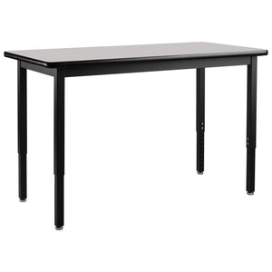 Heavy-Duty Height-Adjustable Utility Table, Black Frame, 18" x 48", Supreme High-Pressure Laminate Top with Black ProtectEdge
