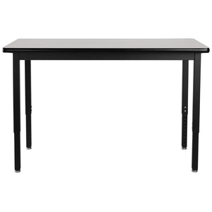 Heavy-Duty Height-Adjustable Utility Table, Black Frame, 18" x 42", Supreme High-Pressure Laminate Top with Black ProtectEdge