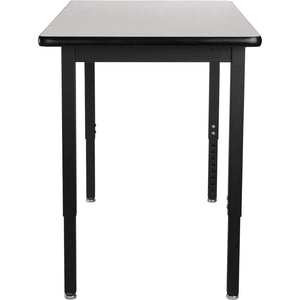 Heavy-Duty Height-Adjustable Utility Table, Black Frame, 18" x 60", Supreme High-Pressure Laminate Top with Black ProtectEdge