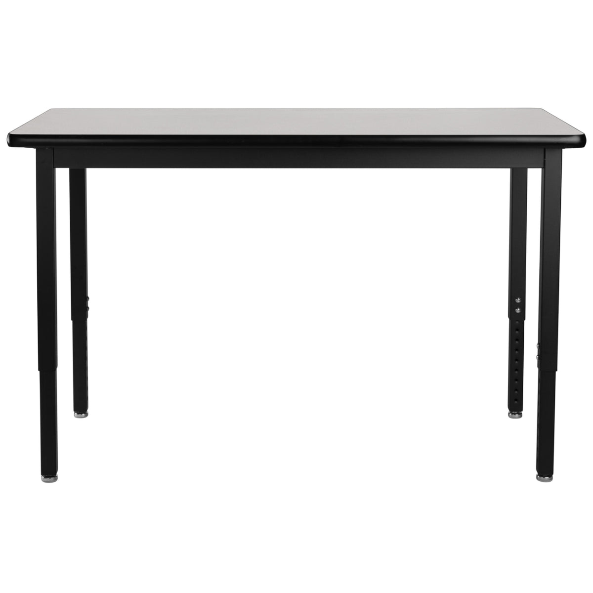 Heavy-Duty Height-Adjustable Utility Table, Black Frame, 18" x 84", Supreme High-Pressure Laminate Top with Black ProtectEdge