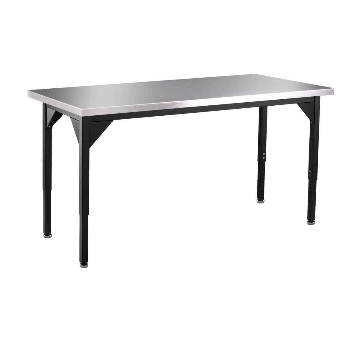 Stainless Steel Heavy Duty Table with Safety Return Edge, 30" x 36", Adjustable Height