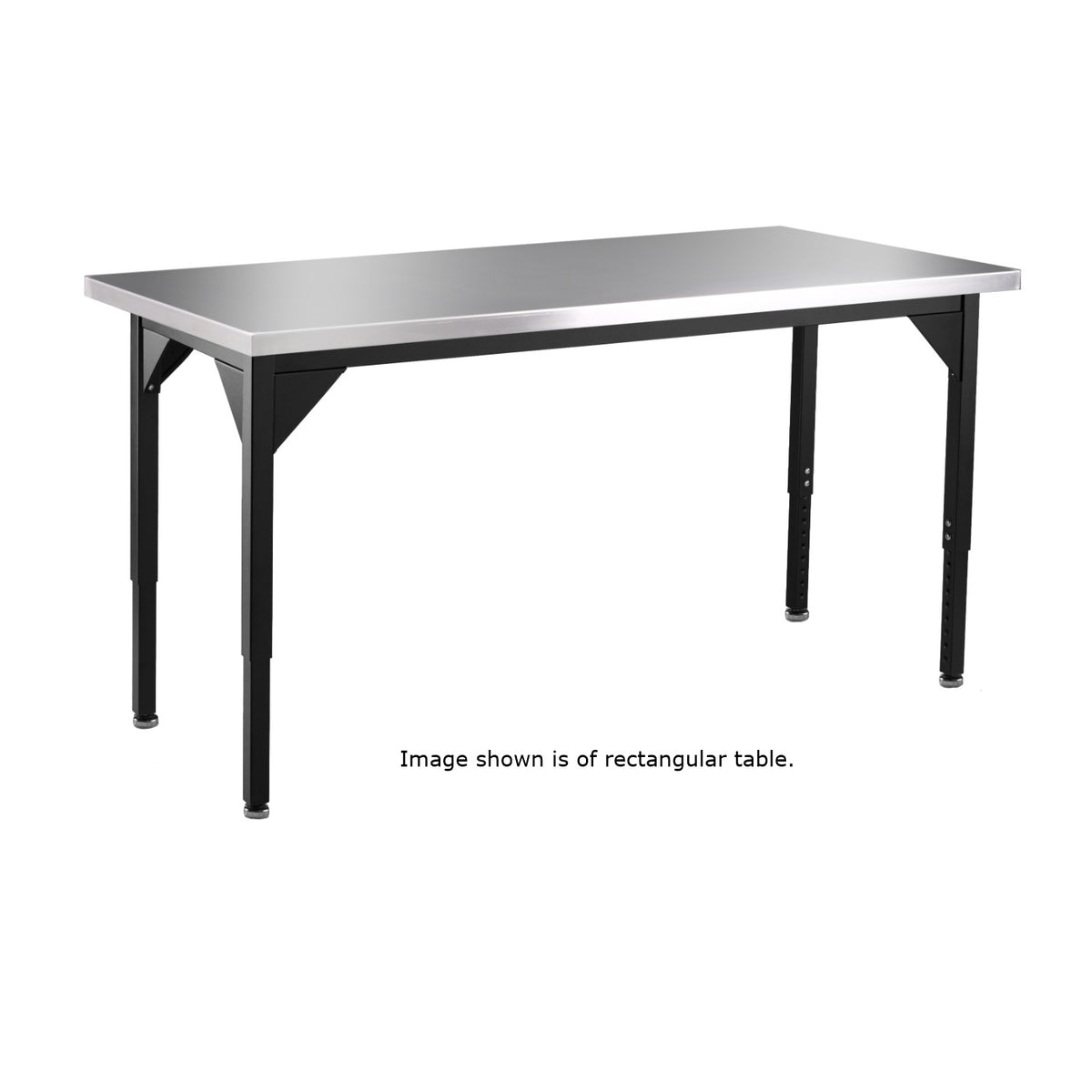 Stainless Steel Heavy Duty Table with Safety Return Edge, 48" x 48", Adjustable Height