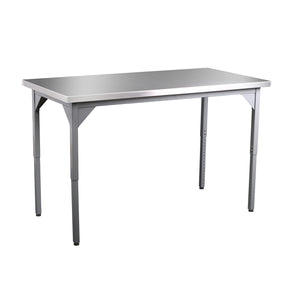 Stainless Steel Heavy Duty Table with Safety Return Edge, 24" x 96", Adjustable Height
