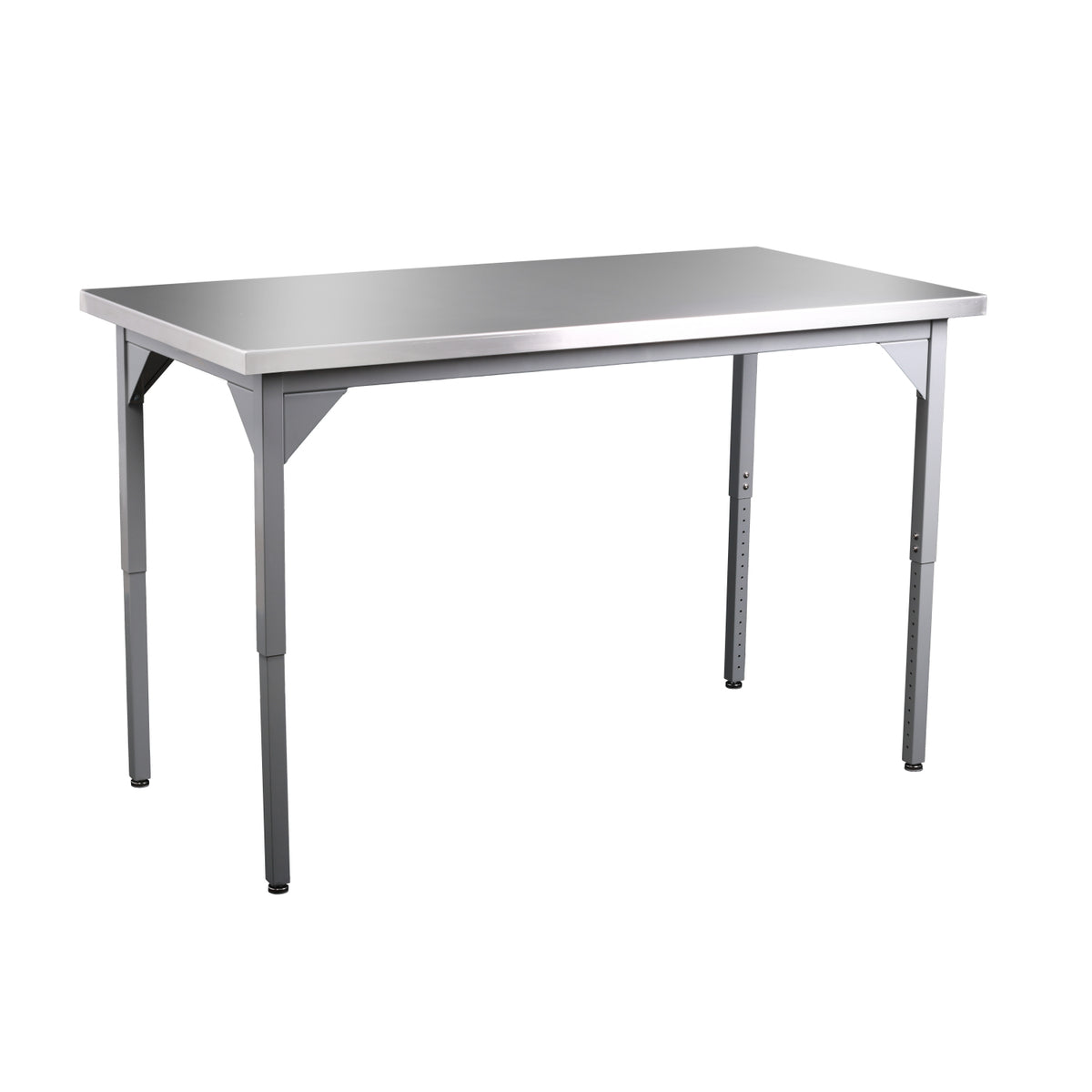 Stainless Steel Heavy Duty Table with Safety Return Edge, 36" x 48", Adjustable Height