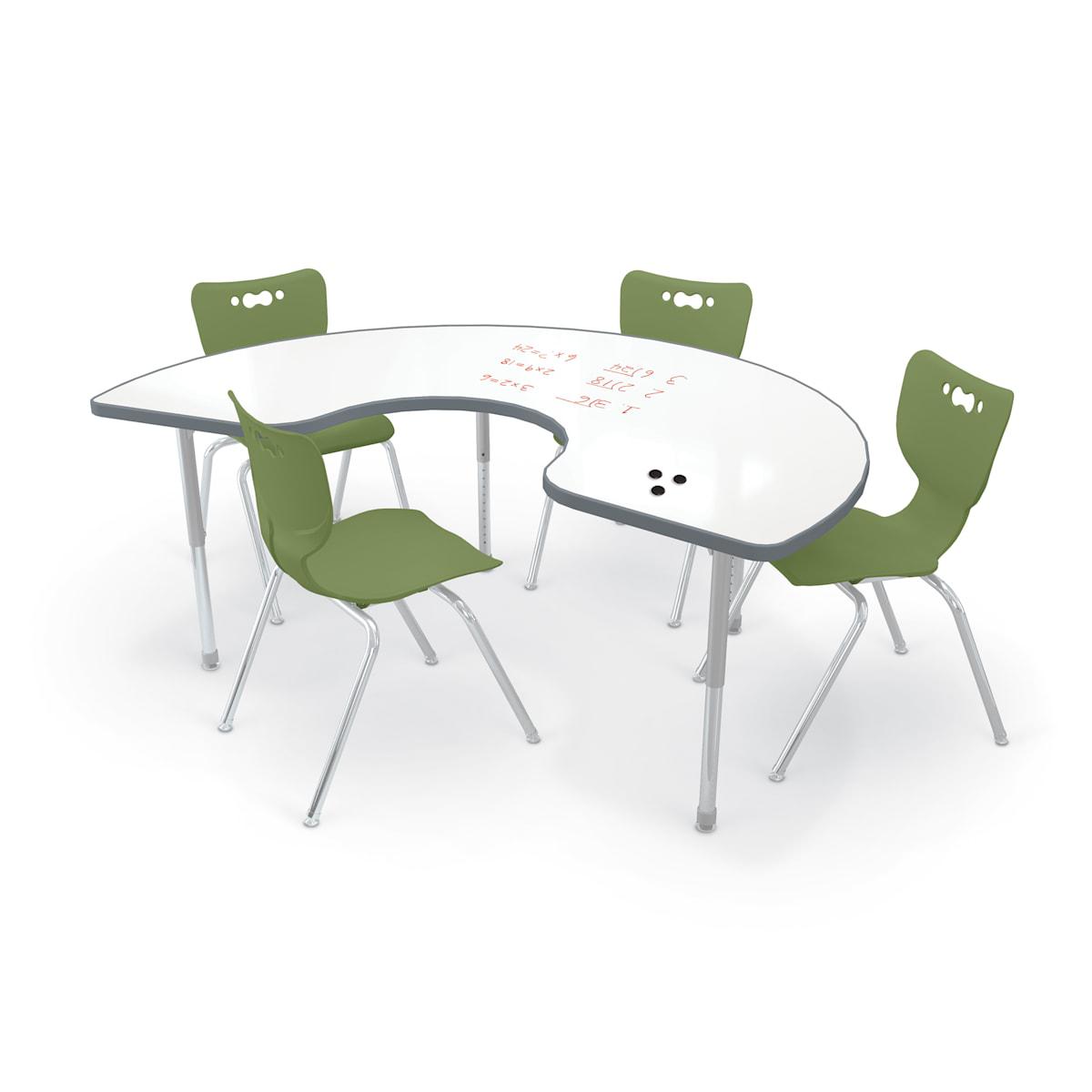 Hierarchy Kidney Activity Table + Porcelain Steel Dry Erase Whiteboard Top, 72" W x 48" D, LIFETIMEWARRANTY