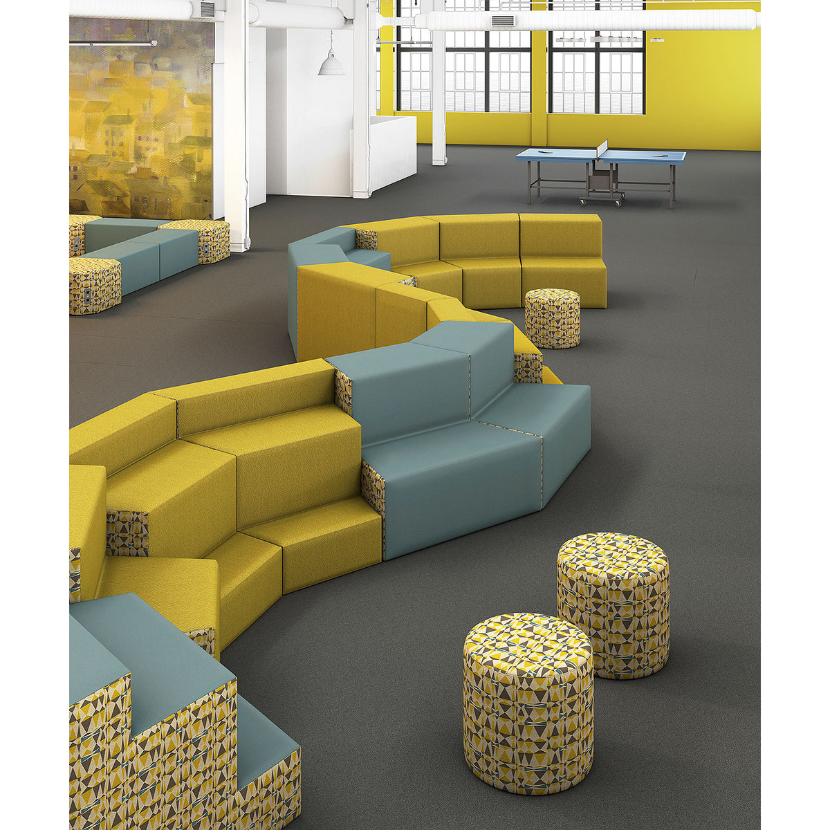 Flex 2-Tier Step Seating with Storage Cubby, Fully Upholstered, Standard Fabric/Vinyl Upholstery, FREE SHIPPING