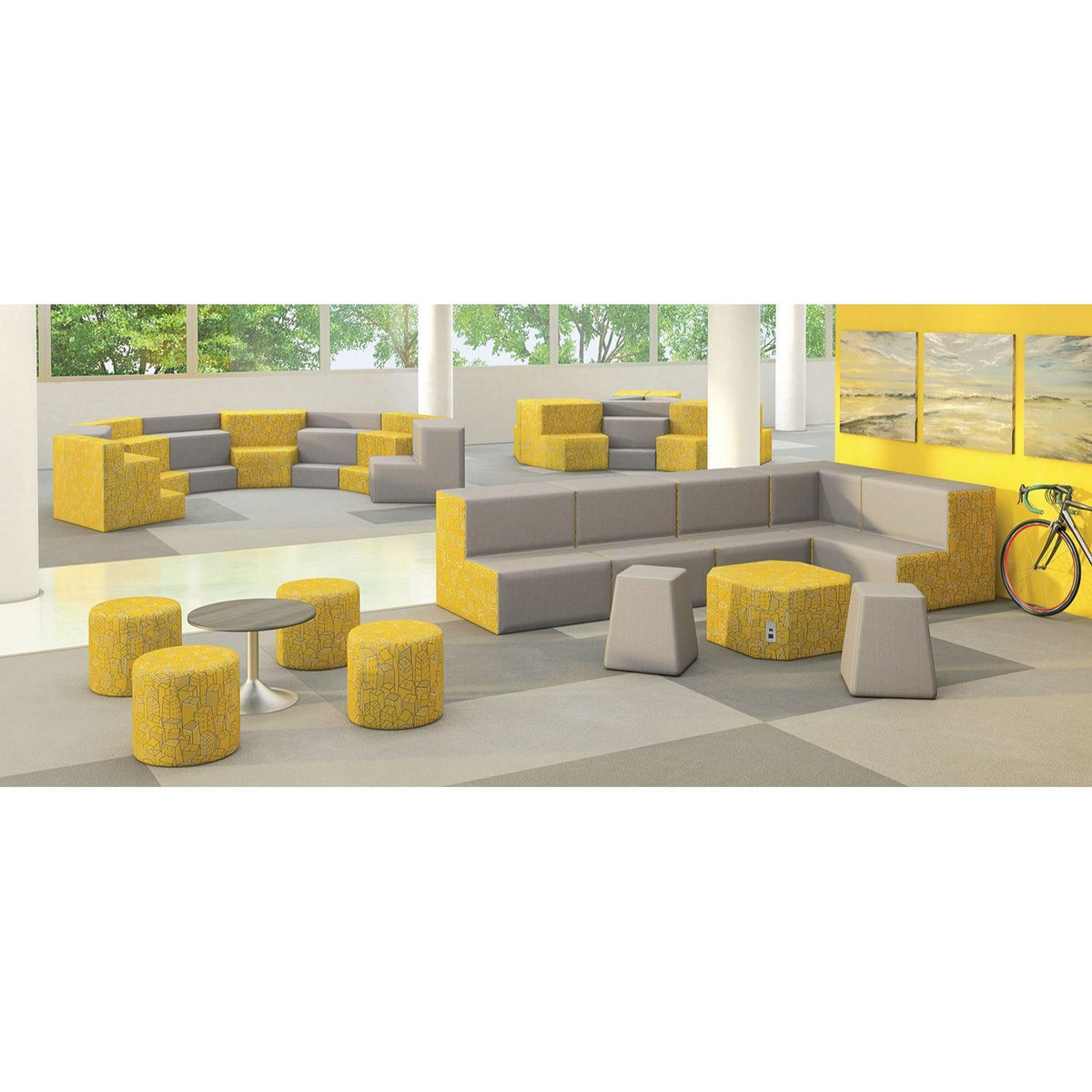Flex 3-Tier Step Seating, Inside Facing, 30-Degree Wedge, Fully Upholstered, Standard Vinyl Upholstey, FREE SHIPPING