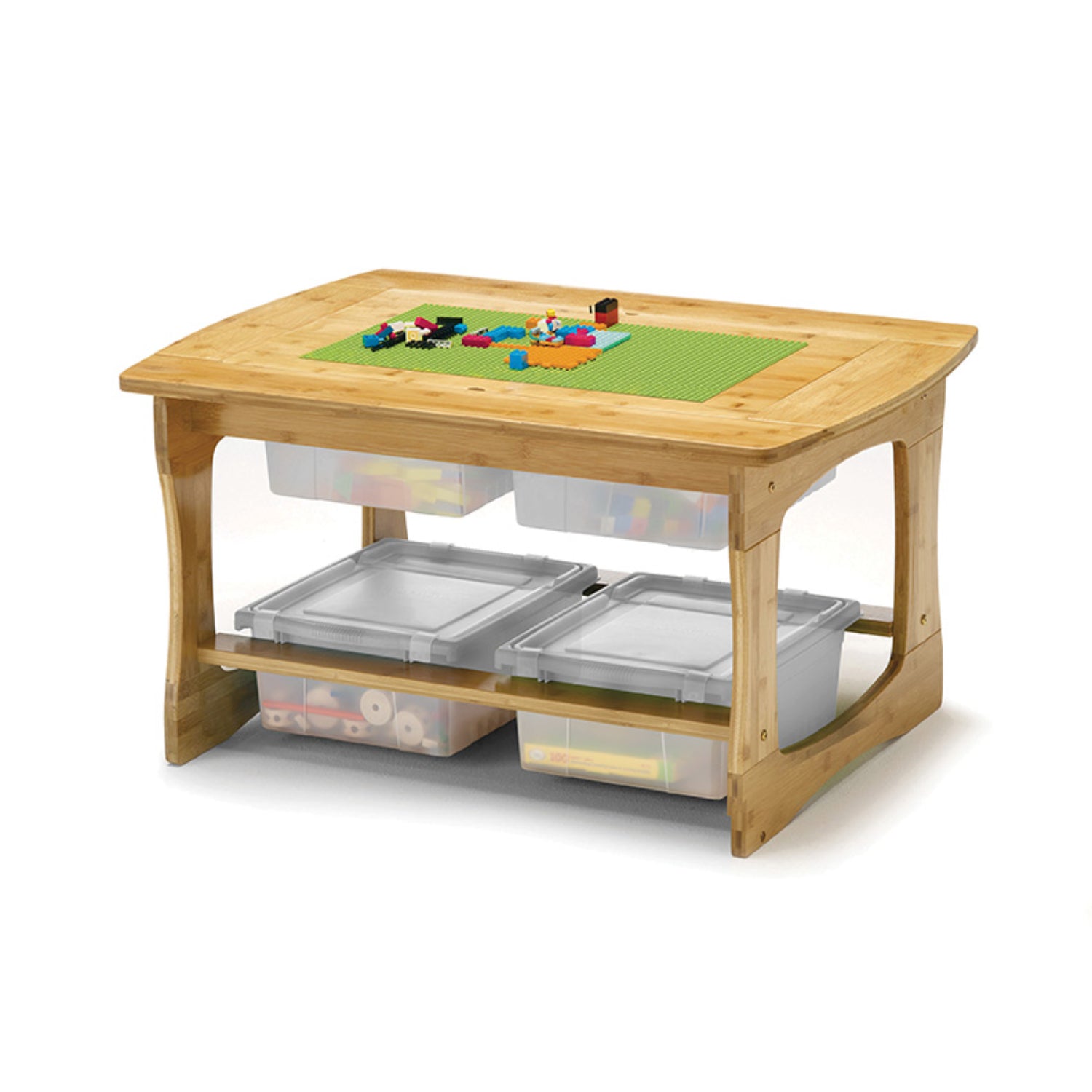 Copernicus Bamboo Sensory and Construction Bricks Table with Clear Tubs